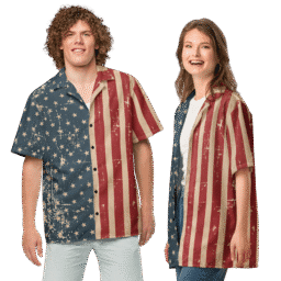 American Flag Stars'n'Stripes Vintage-Look Button-Up Shirt